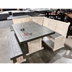 Solid Wood Dining Nook With Bench - September Sale !