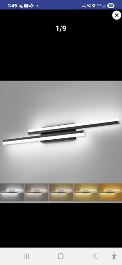 PRESDE 5 Color Changeable Bathroom Light Fixture Over Mirror, Dimmable Modern Black