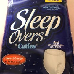 Cuties Sleep Overs Pull-ups Size Large/X_large 60-125lbs 