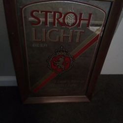 Vintage Stroh's Light Beer Wall Mirror Sign "Looks Like a Stroh Light Night"