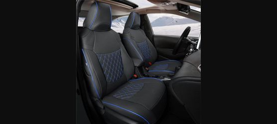 GIANT PANDA Faux Leather Car Seat Covers - Toyota Corolla 2020-2022 L/LE, Black/Blue