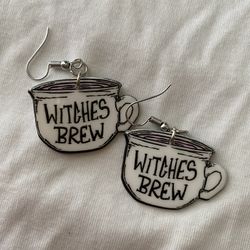 Halloween “witches Brew” Coffee Cup Earrings 