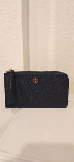 Brand New Leather Navy Tory Burch With Gold Logo Wallet