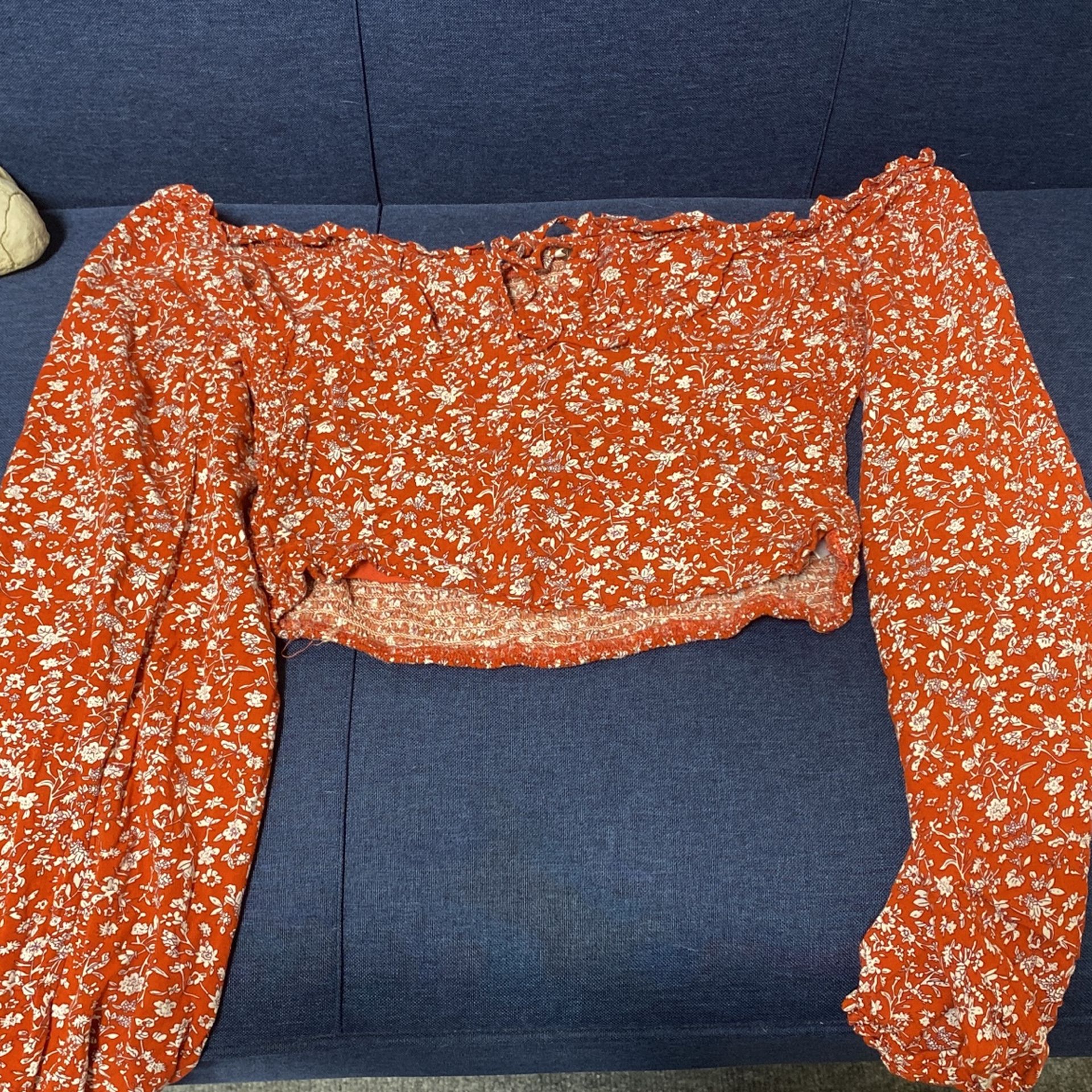 floral long sleeve off shoulder blouse