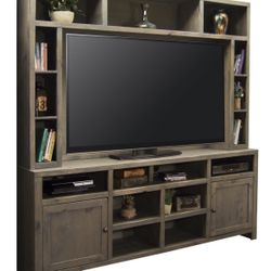 Legends Furniture Joshua Creek 84" Super TV Console with Hutch in Barnwood