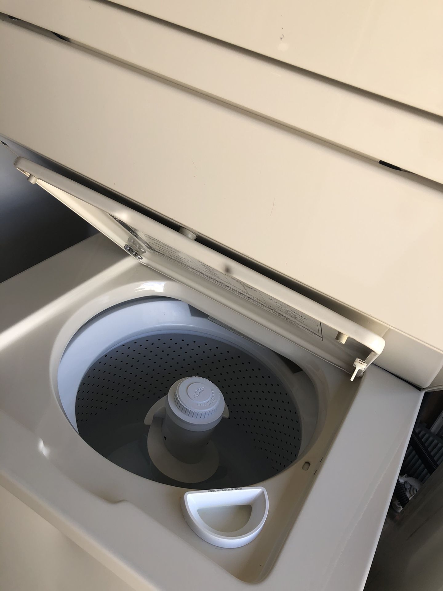 Whirlpool stackable washer and dryer 27” wide in perfect condition and 6 months warranty. We have delivery service available