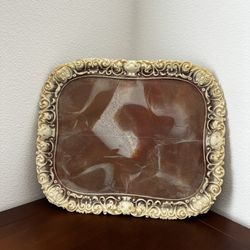 Incolay Stone Vanity Tray Cameo Victorian Style Handcrafted 13" BY 10 5/8