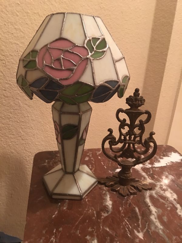 Tiffany Style Stained Glass Candle Lamp For Sale In Los Angeles Ca