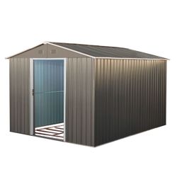 8x10ft Outdoor Metal Storage Shed with metal foundation Gray