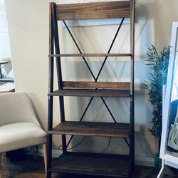 New 68" Solid Wood /Metal mix Leaning Ladder Bookshelf - Brown  Awesome 🏷 Deal  🚚 Delivery Avail   ➡️ Details Below ⬇️  