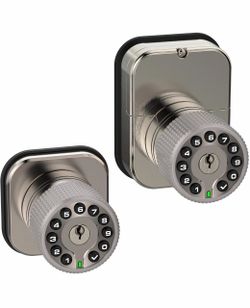IU62 - Pomo de puerta de teclado sin llave de doble cara con llave mecánica y respaldo de alimentación USB-C, pestillo ajustable, para todo tipo de cl