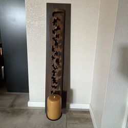 Large Metal Wall Candle Holder With Large Candle
