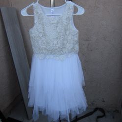 0246 Girls White Dress New Size 10 Justice 10plus
