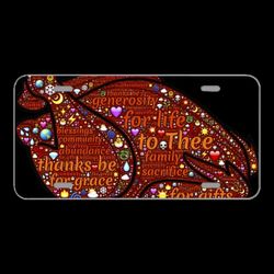 License Plate Novelty Car Front Turkey Fowl Thanksgiving Thanks