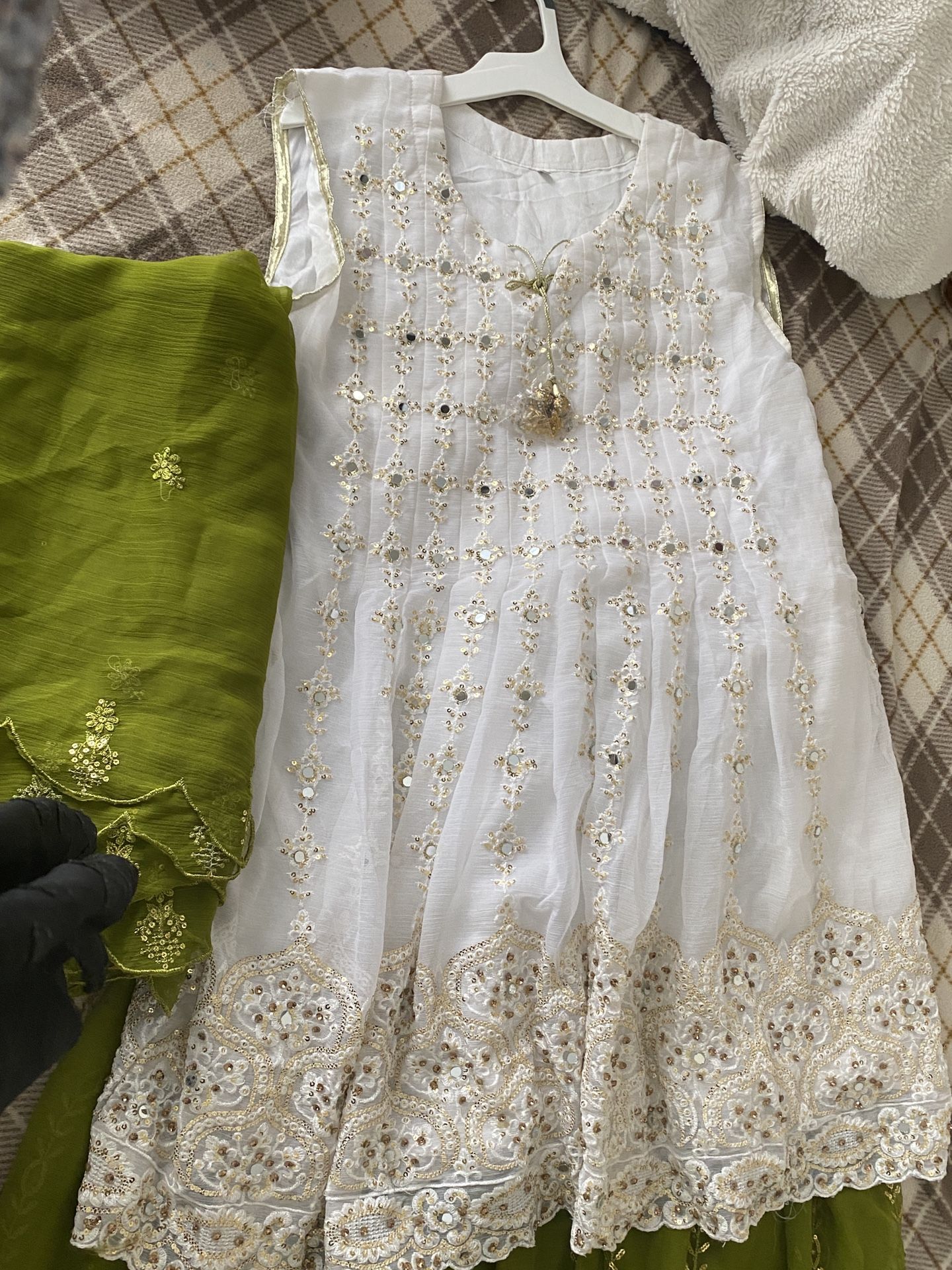 Green And White Dress