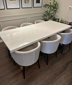 White Gloss Dining Table with 6 Chairs