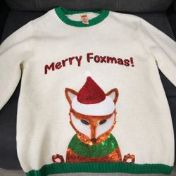 Merry Foxmas Sequin Fox Christmas Sweater – Festive Holiday Knit