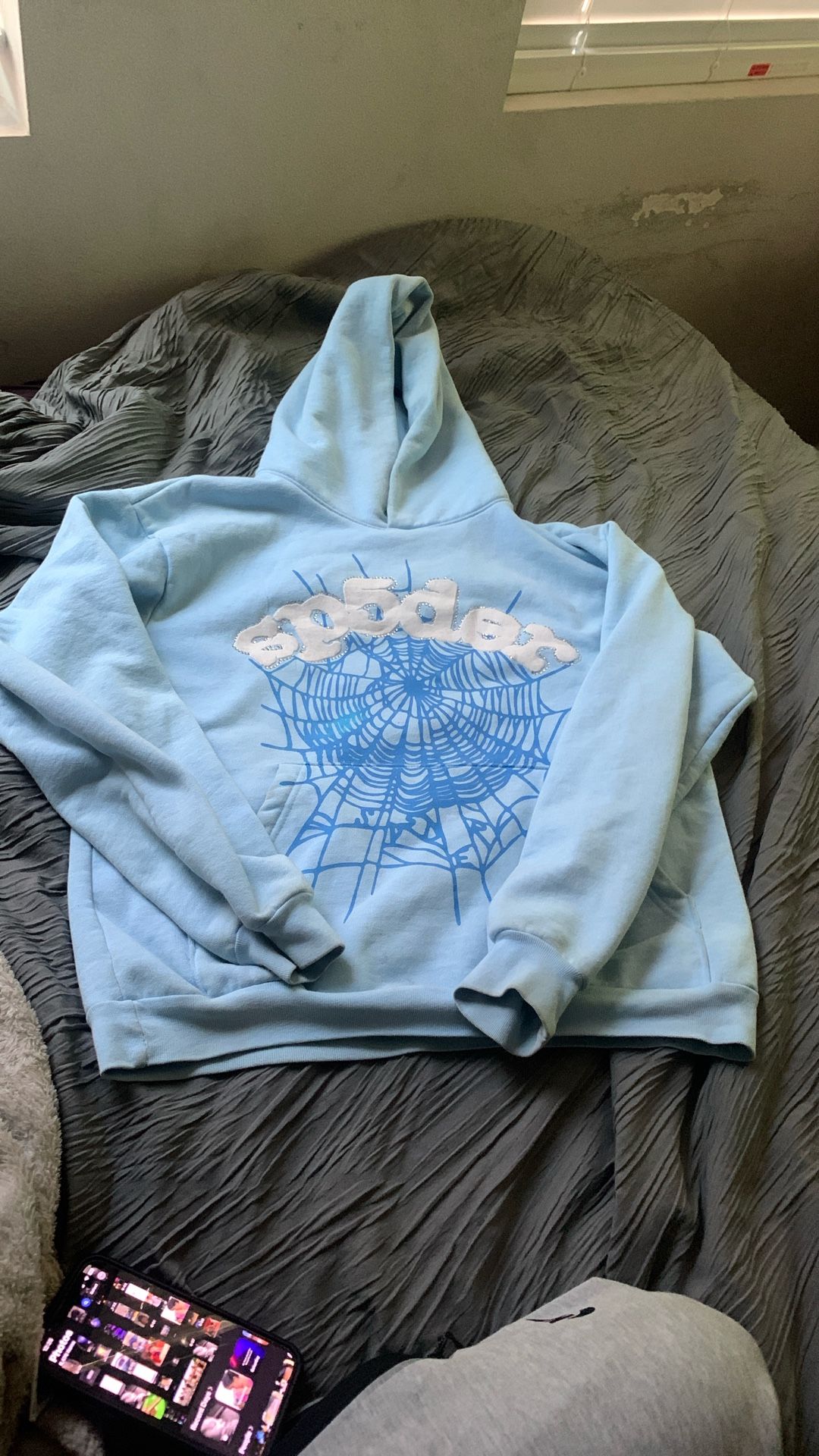 Spider hoodie sky blue