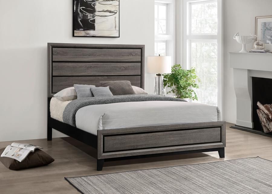 Modern Two-Tone Wood Bed Frame β Queen Size π