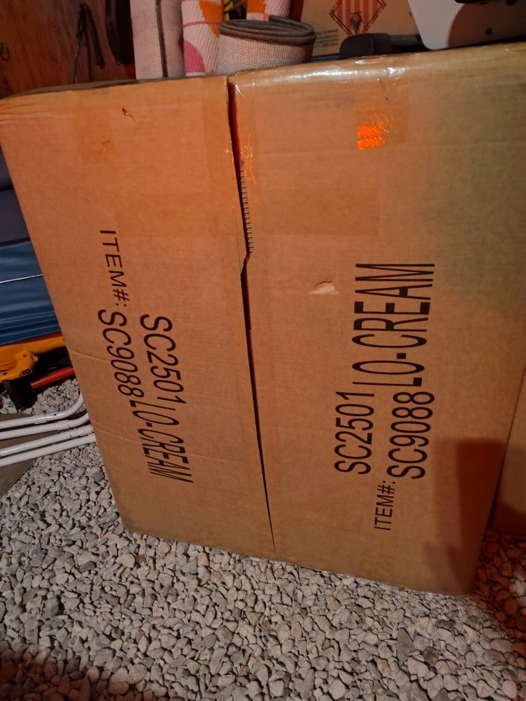 Two New Large Cream-colored Ottomans