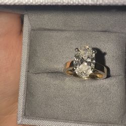 3 Carat Lab Diamond Oval Engagement Ring – 14K Yellow Gold – Size 5.5 