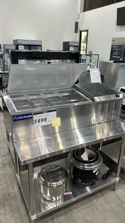 Polarman PLM-PD46 46" Countertop Refrigerated Topping Rail, Stainless Steel,(8) 1/6 Size Pans