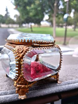 Antique 19th Century French Ormolu Beveled Glass Trinket Box Casket...AMAZING FIND!...asking $80.00
