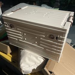 Foldable Storage Bin Camping Storage Box with Handle Container Car Trunk Organizer for Travel Garage Kitchen, White