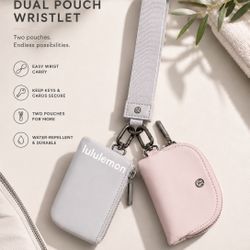 Lululemon Dual Pouch Wristlet Light Gray & Blush Pink – New Colorway