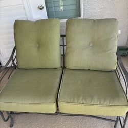 Lime Green Ethan Allen 3-Piece Patio Set – Rocking Loveseat, Chair & Table