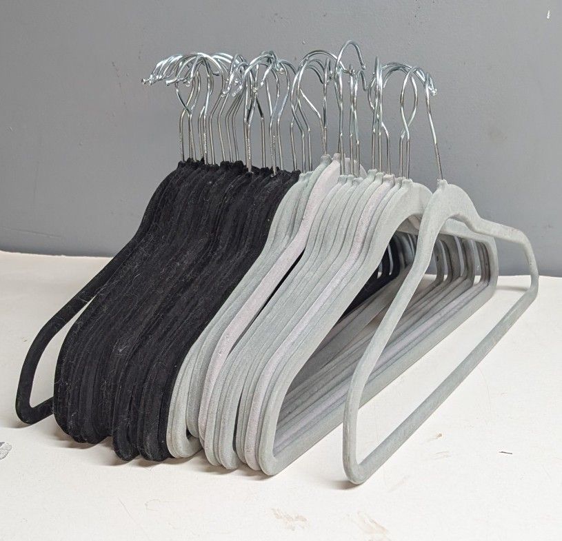 Lot Of 30 "FELT COATED" Clothing Hangers (GENTLY USED) Please Read Description.