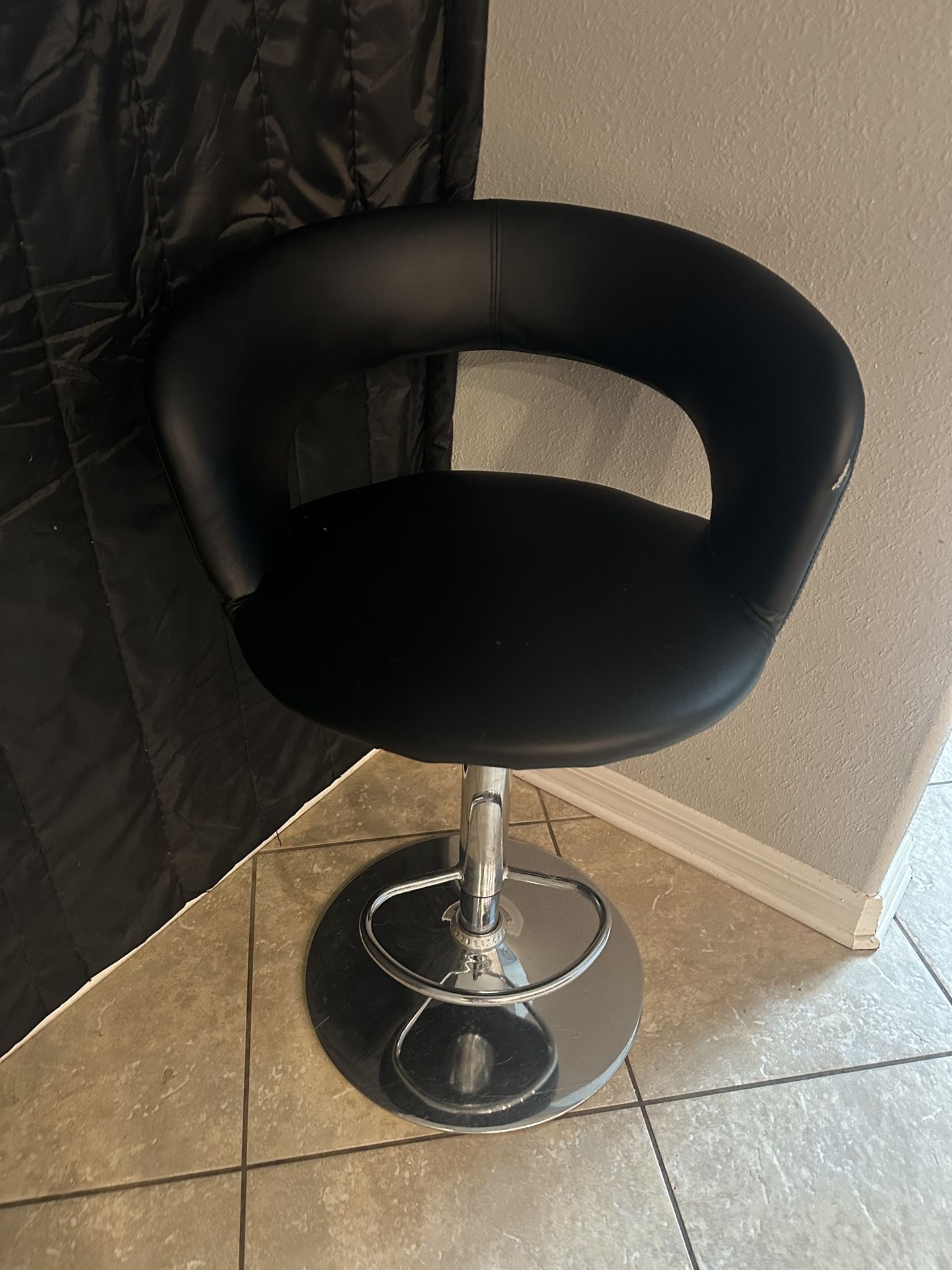 Black Vegan Leather Bar Stool