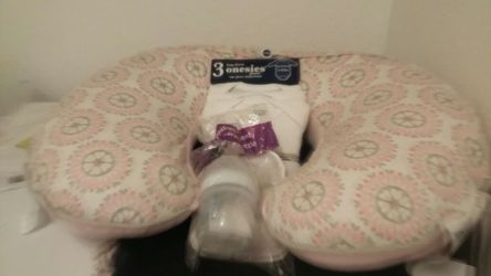 Boppy for baby set onesies new and bottle 12 all firm