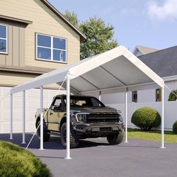 10x20 White Carport Heavy Duty 
