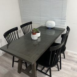 Dark Wood Glass Top Dining Table 