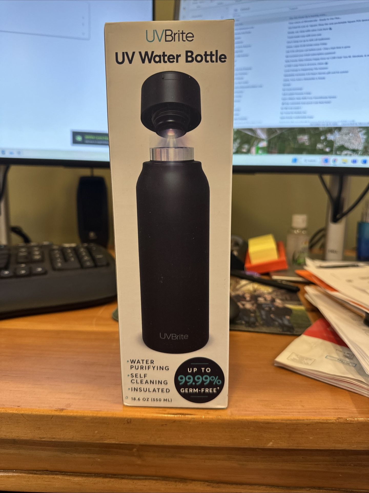 UVBrite,water Bottle, Black