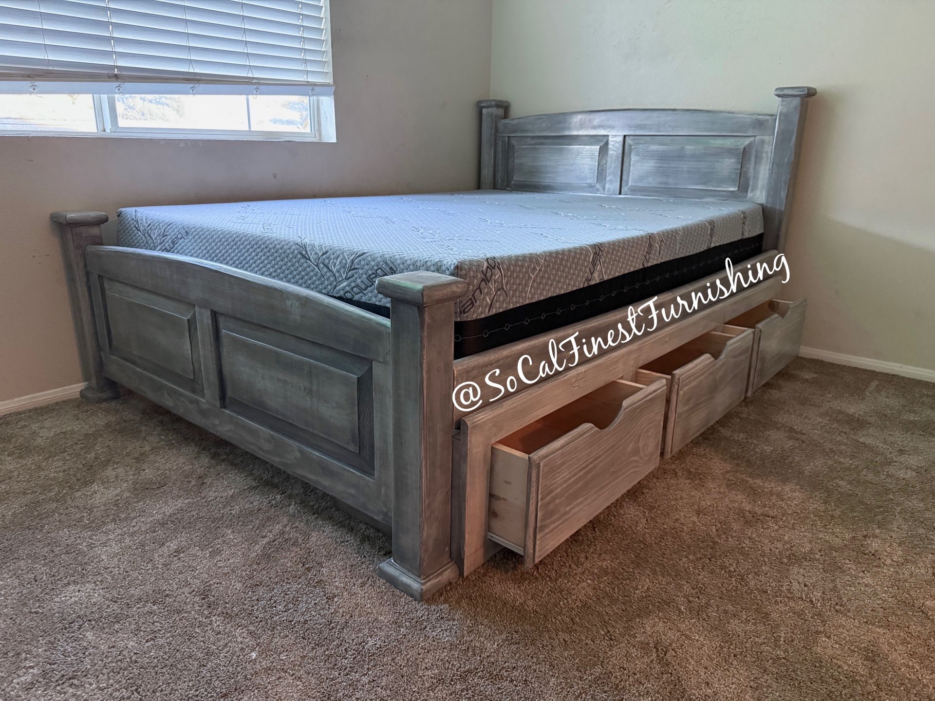Full Bed With Drawers And Foam Mattress 
