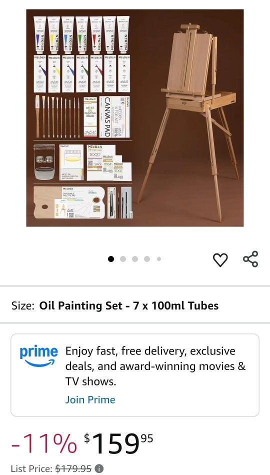 MEEDEN Oil Painting Supplies Set, Professional Artist Oil Painting Kit with Large Studio French Easel, 7×100ml/3.38oz Oil Paints, Oil Paintbrushes, Ca