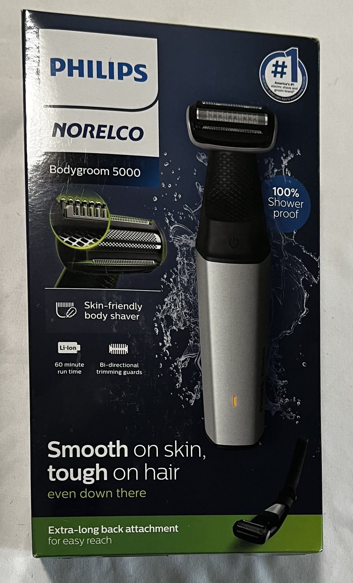 Philips Norelco Bodygroom Series 5000 Showerproof Body & Manscaping Trimmer for Men with Back Attachment
