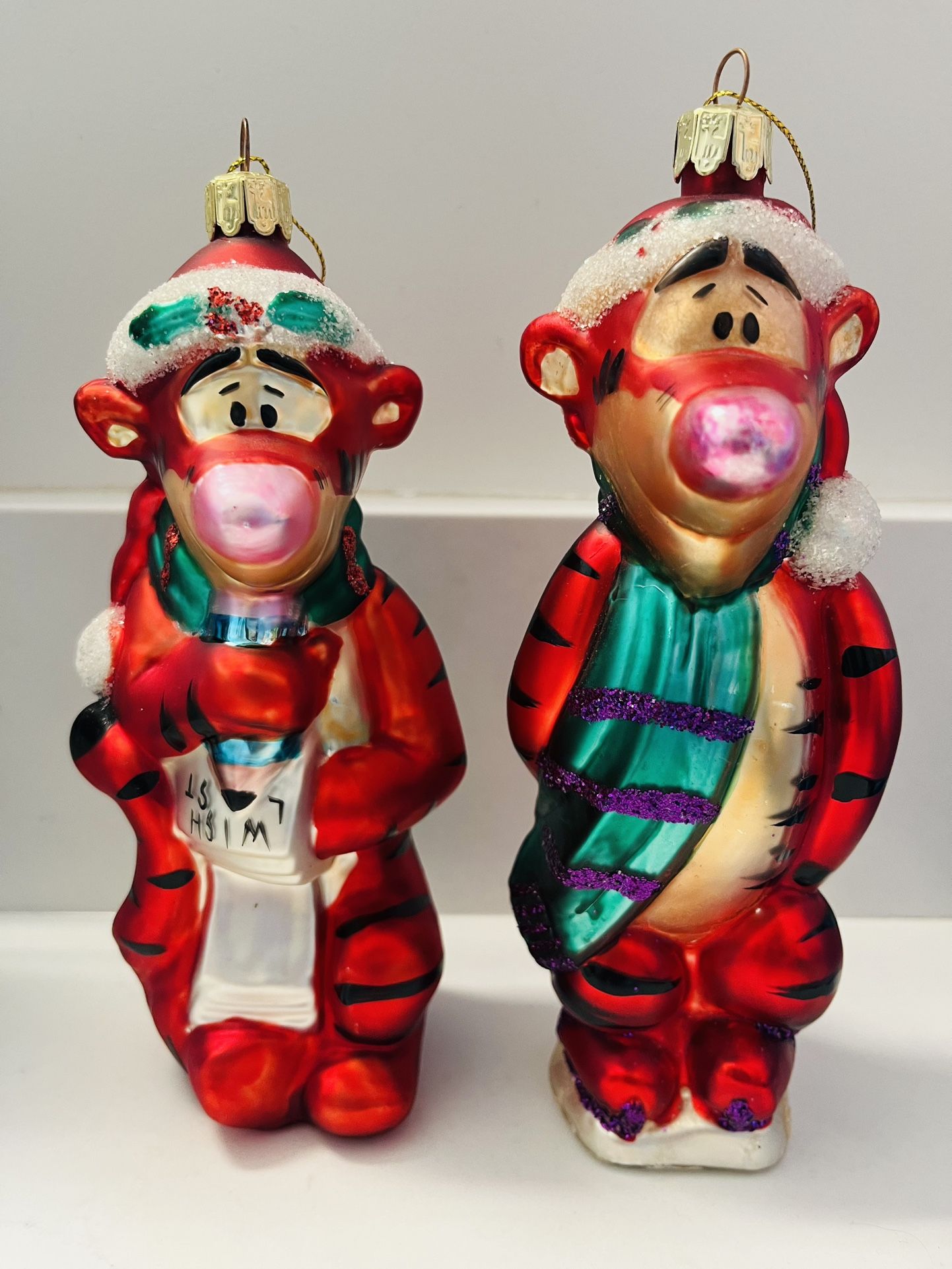 DISNEY Set Of Tigger Glass Vintage Ornament