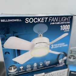 BELL + HOWELL Socket Fan 15.7-in Silver with Matte Blades Flush Mount Ceiling Fan and Remote Control Included 4 -Blade