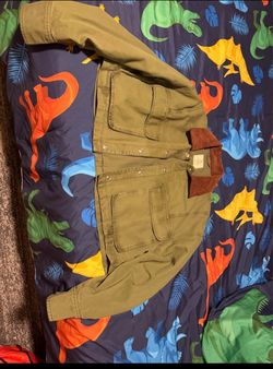 Olive Green Utility Jacket with Suede Collar
