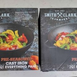 Smith Clark Ironworks Pre-Seasoned Cast Iron 2 Quart Everything Pan