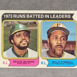 1974 Topps Reggie Jackson & Willie Stargell 1973 Runs Batted In Leaders