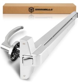 IRONWALLS Panic Bar Exit Door Hardware, 32”-47” Doors, Stainless Steel, Silver