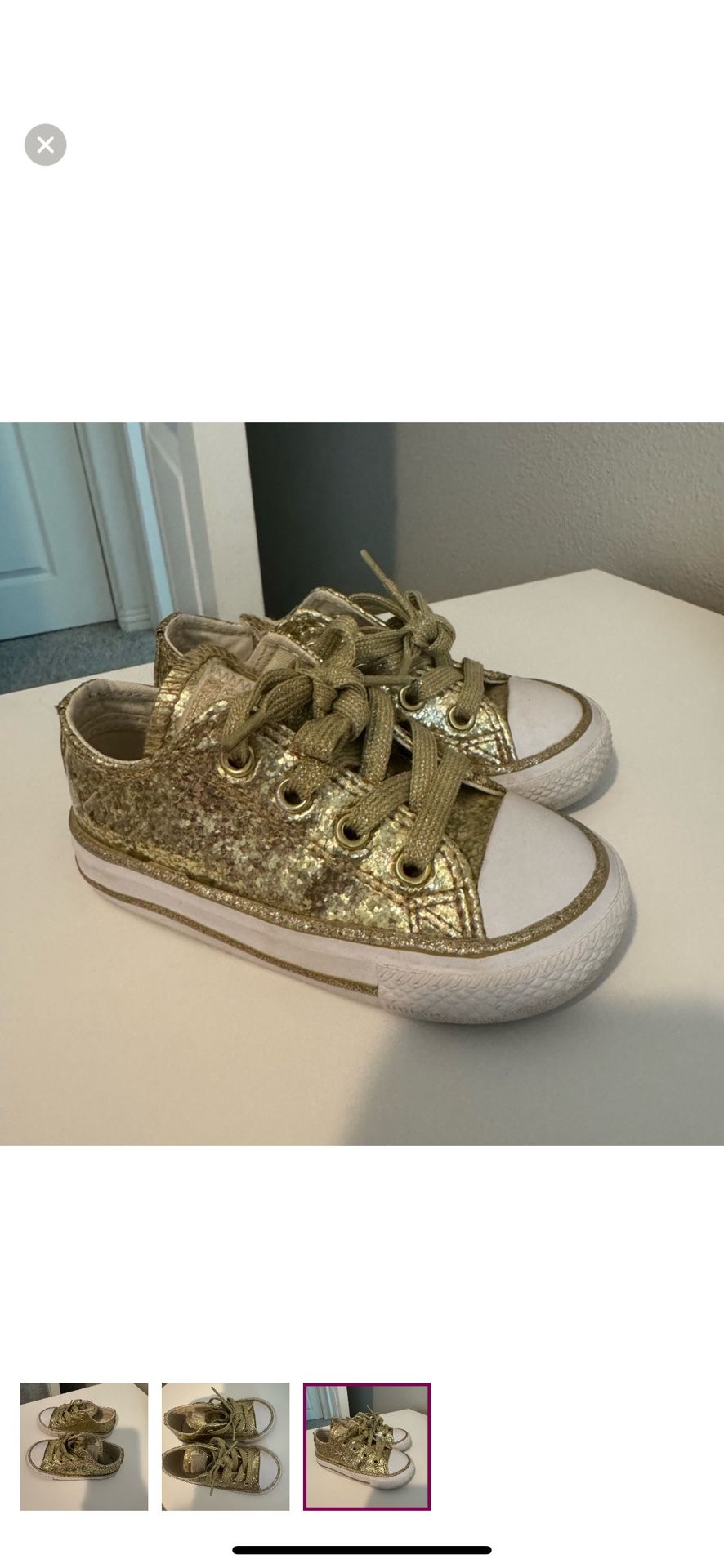 Gold Toddler Size 6 Converse Shoes