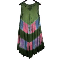 INGEAR Soft Rayon Casual Hand Tie Dye Neck Ari Short Beach Dress Tunic Coverup ONE SIZE