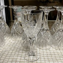 Set of 10 Dublin Crystal White Wine Glasses