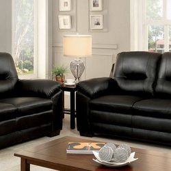 Brand New Brown Leather Modern Sofa And Love Seat 