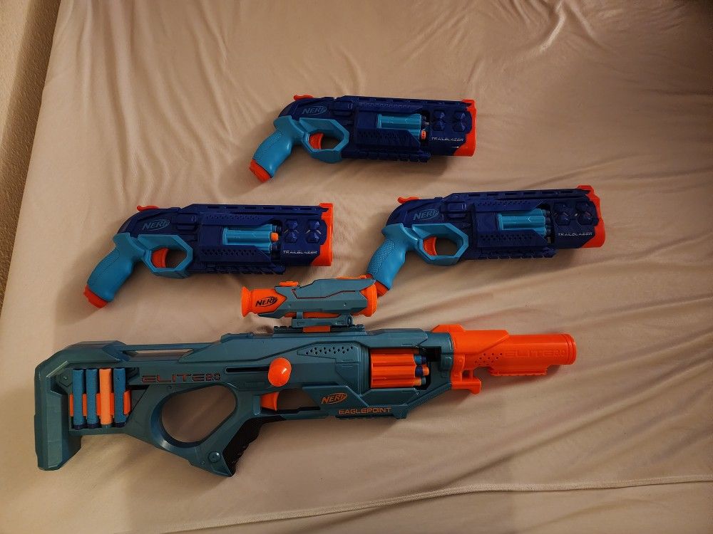 Nerf Guns - Lot Of Four, Fully Loaded